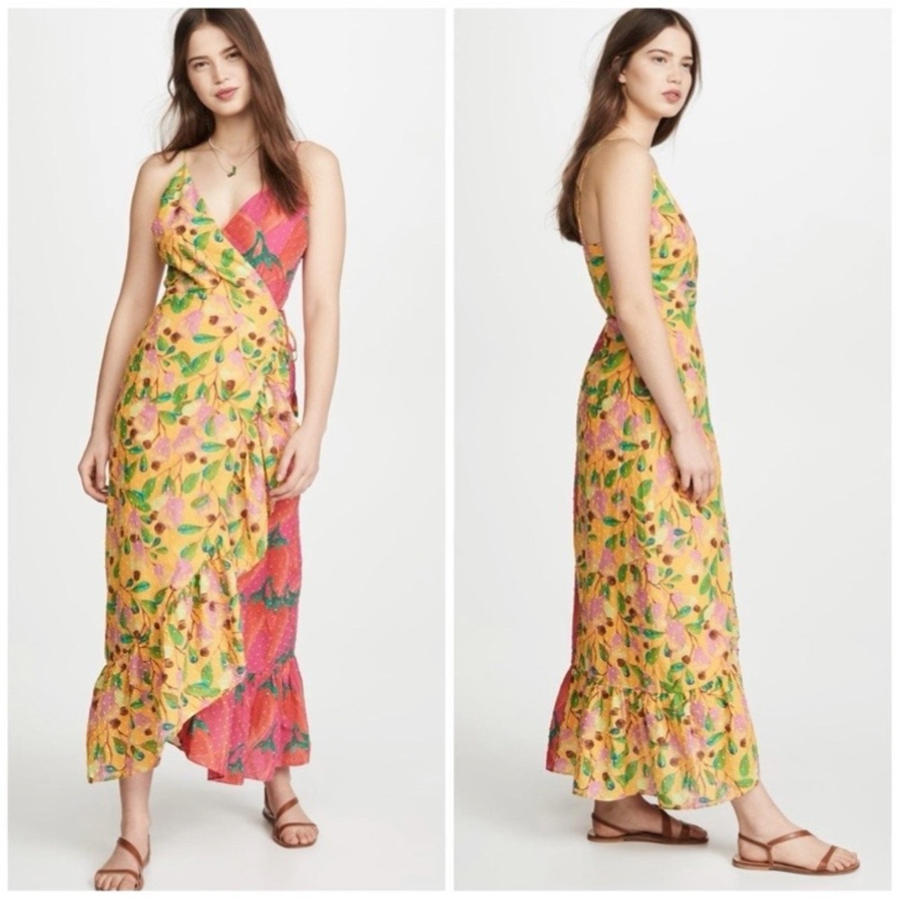 Farm Rio Garden Mix Maxi Wrap Floral Dress NWT - Picture 3 of 17